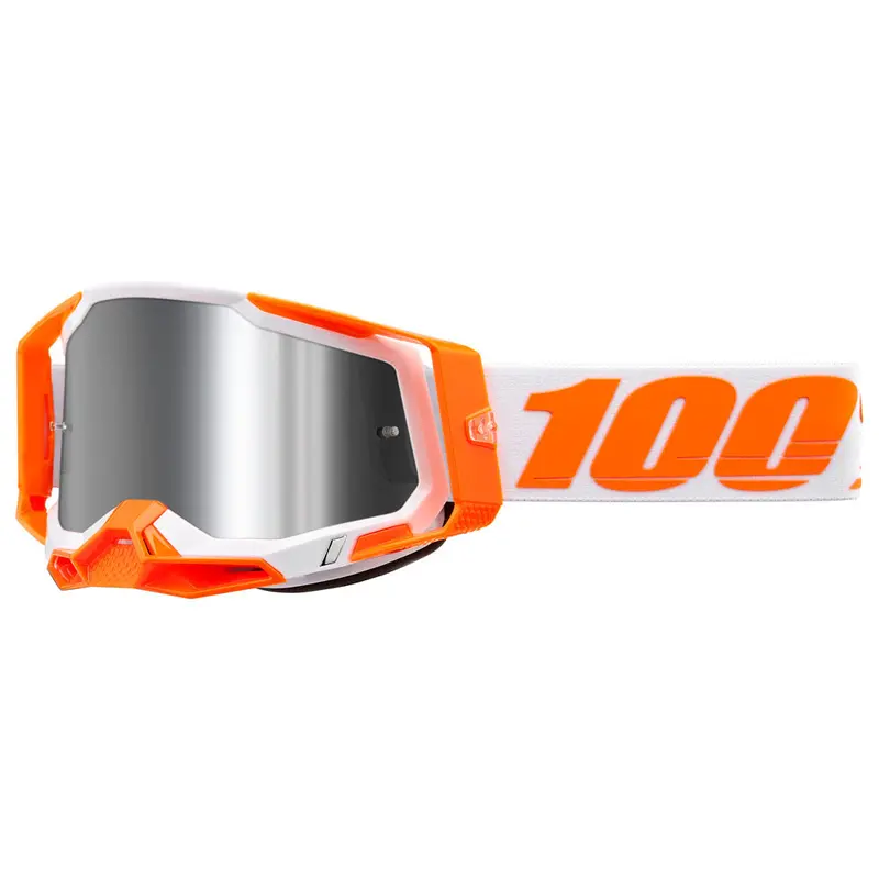 100% Racecraft 2 Goggle Orange Frame/Silver Flash Lens #50010-00013 1