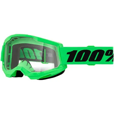 100% Strata 2 Goggle  Neon Green Frame/Clear Lens#50027-10027 1