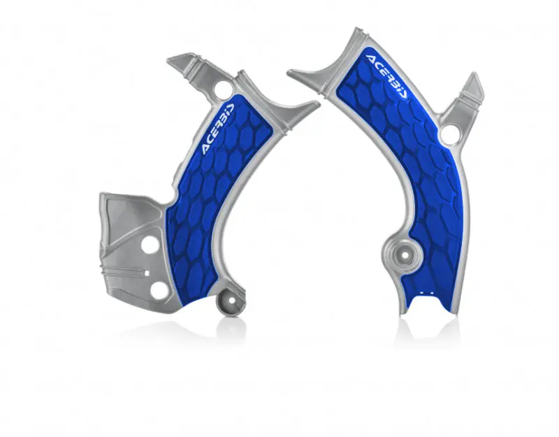 Acerbis 16-19 Yamaha Yz250f/Yz450f/Yz250fx/Yz450fx/Wr250f/450F Frame Guards- X-Grip - Silver/Blue 1