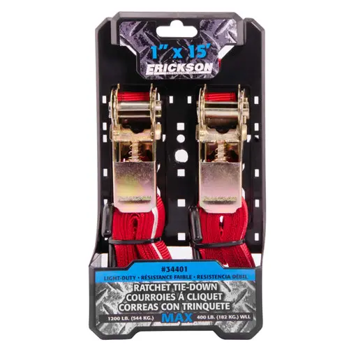 Erickson 34401 Racheting Tie Downs 15" - Red #34401 1