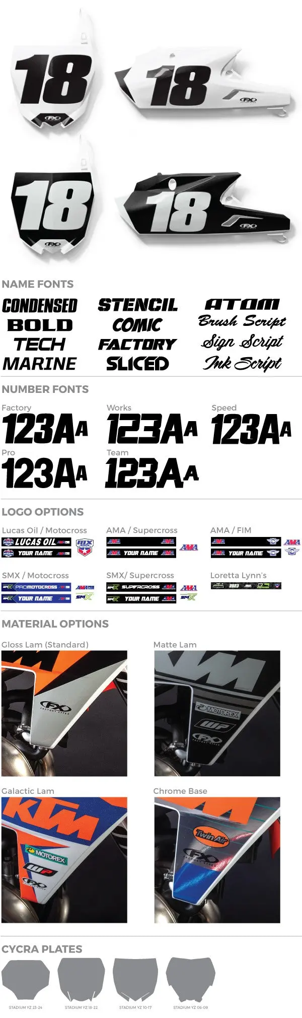 Factory Effex Custom Motocross Number Plate Graphics Yamaha Smpl#01-62001-A 1