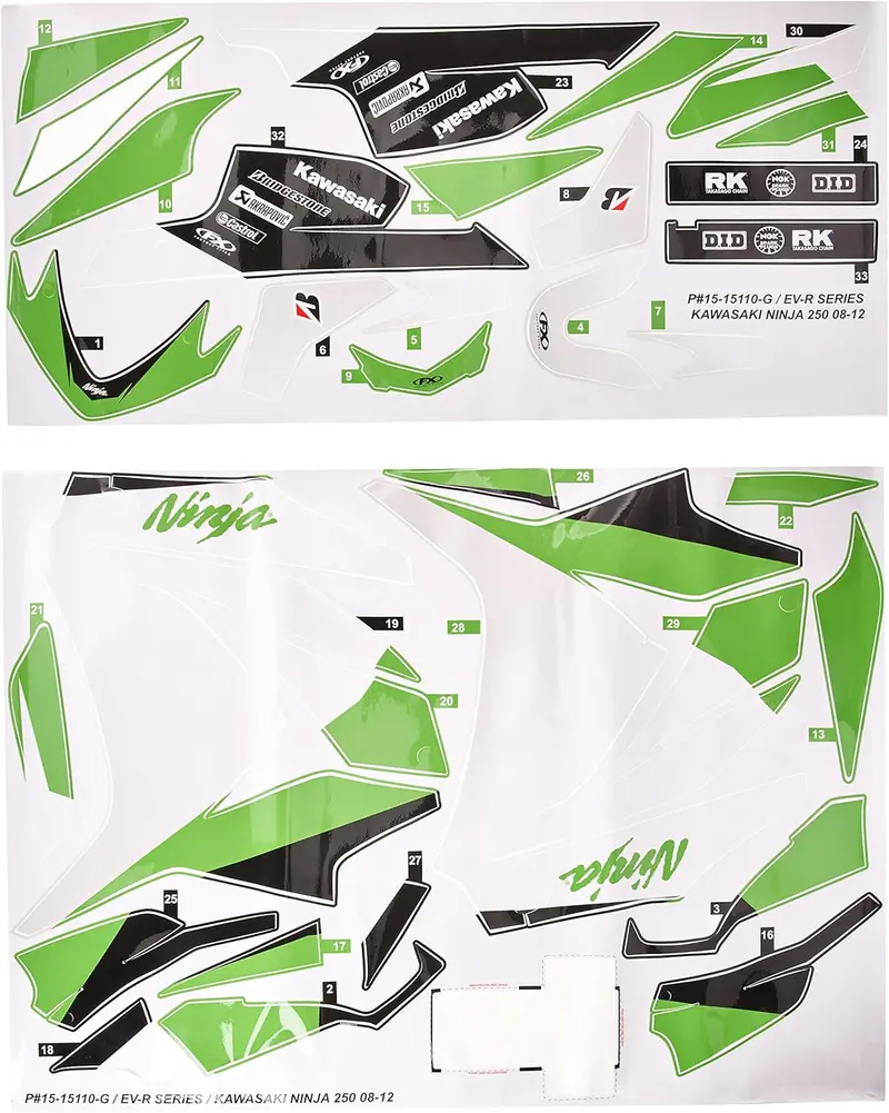 Factory Effex Ev-R Series Oem Green Complete Street Bike Graphic Kit#15-15110-G 1