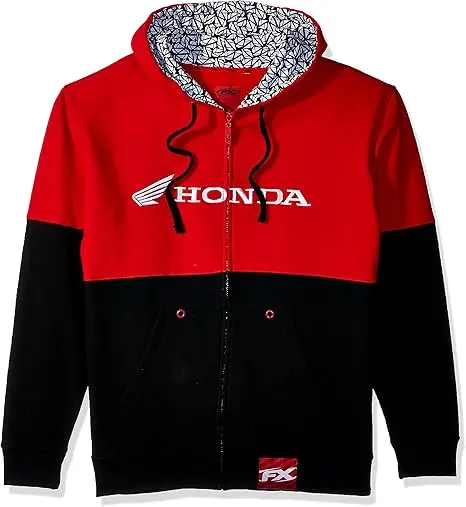Factory Effex Honda Double Hooded Zip-Up Sweatshirt (Black/Red, Medium)#15-88360 1