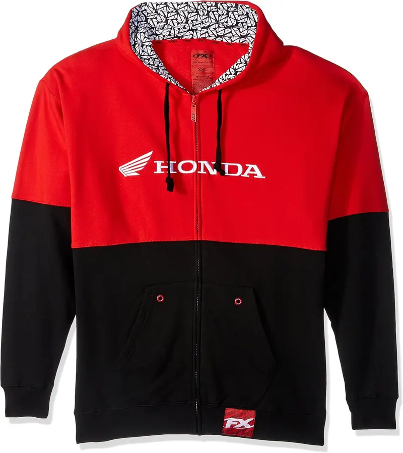 Factory Effex Honda Double Hooded Zip-Up Sweatshirt (Black/Red, Xxl)#15-88366 1