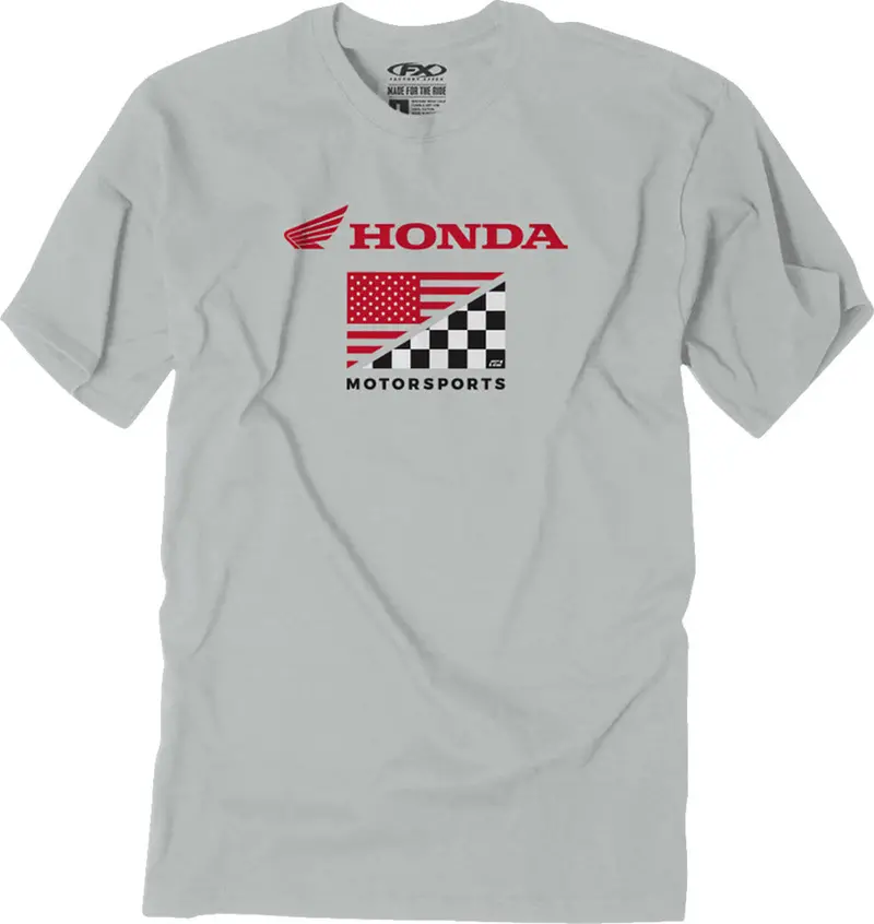 Factory Effex Honda Flag T-Shirt Light Gray Medium#27-87312 1