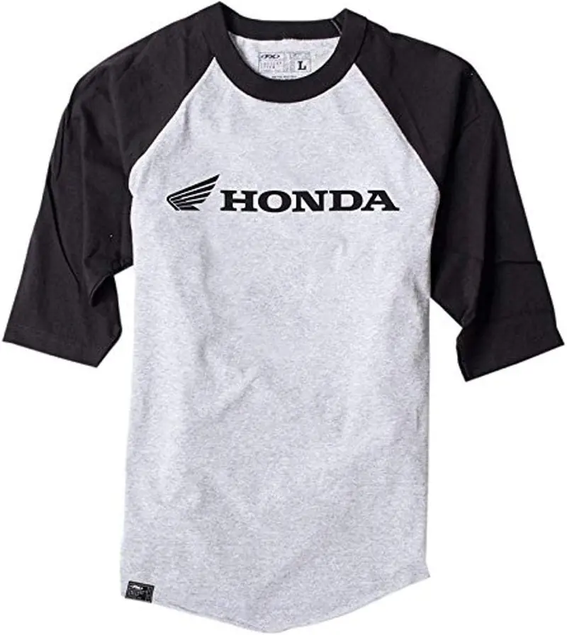 Factory Effex Honda Raglan Baseball Shirt (Heather Gray/Black, X-Large)#17-87326 1