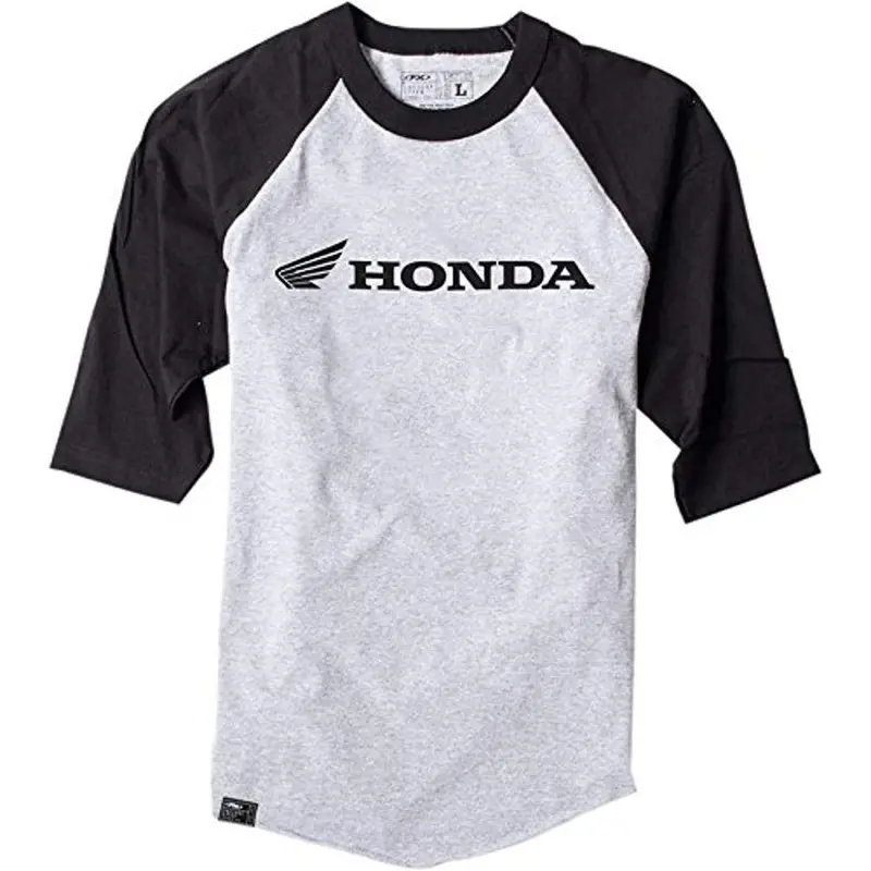 Factory Effex Honda Raglan Baseball Shirt (Heather Gray/Black,Xx-Large)#17-87328 1