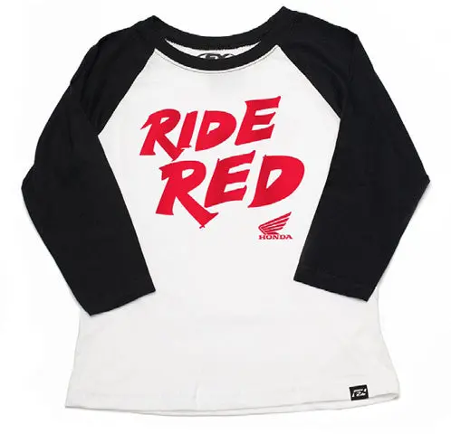 Factory Effex Honda Ride Red Youth Baseball Shirt Black White (S)#22-83310 1
