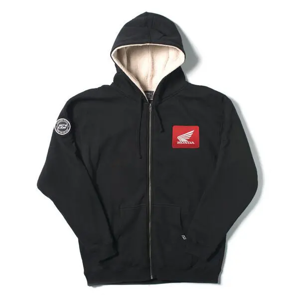 Factory Effex Honda Sherpa Zip-Up Sweatshirt Black Natural (M)#20-88332 1