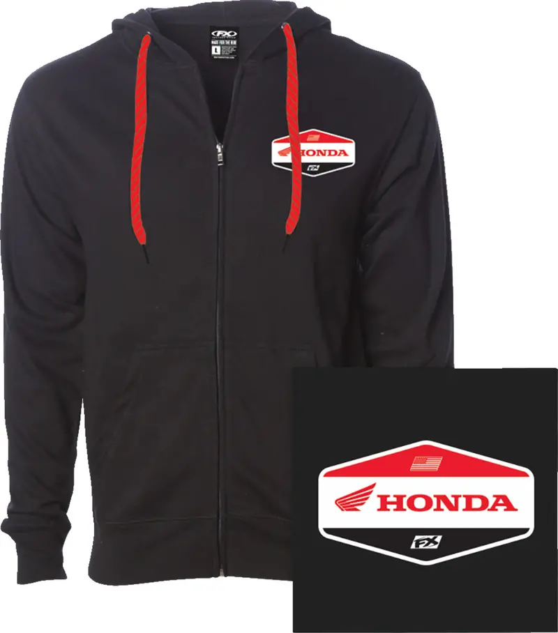 Factory Effex Honda Stadium Zip-Up Hoodie Black Large#27-88304 1