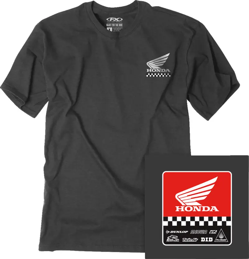 Factory Effex Honda Starting Line T-Shirt Heather Charcoal Medium#27-87302 1