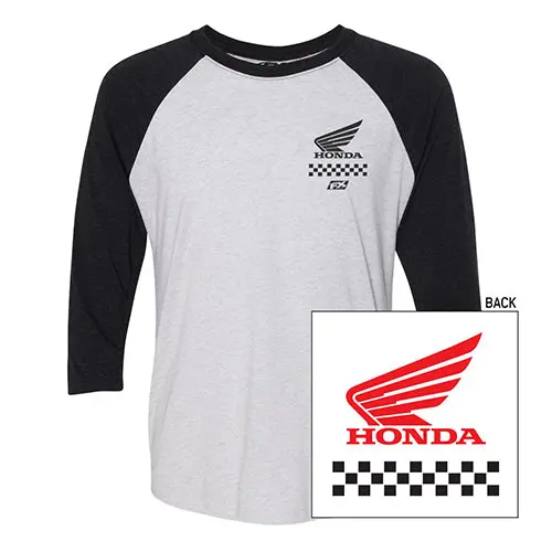 Factory Effex Honda Wing Baseball T-Shirt / White-Black L#23-87324 1
