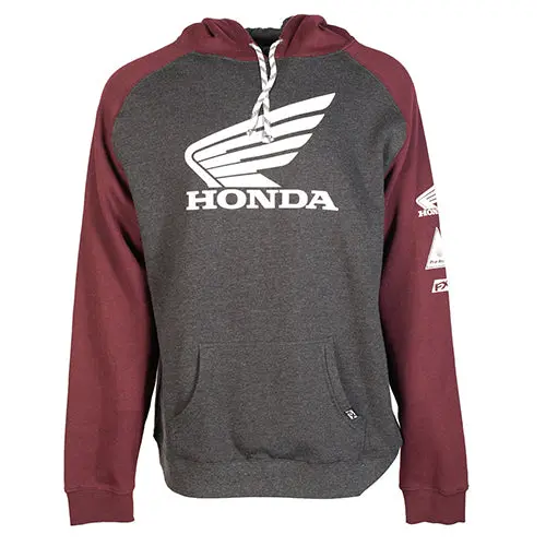 Factory Effex Honda Wing Pullover Hoodie Charcoal/Burgandy (Xxl)#22-88318 1