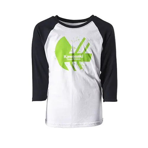 Factory Effex Kawasaki Cased Youth Baseball Shirt Black-White (L)#22-83114 1