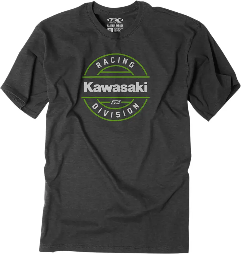 Factory Effex Kawasaki Division T-Shirt Heather Charcoal Large#25-87104 1