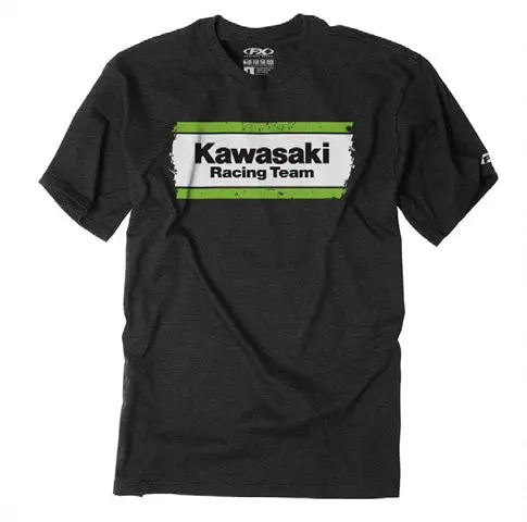 Factory Effex Kawasaki Legend T-Shirt Heather Charcoal (L)#22-87124 1