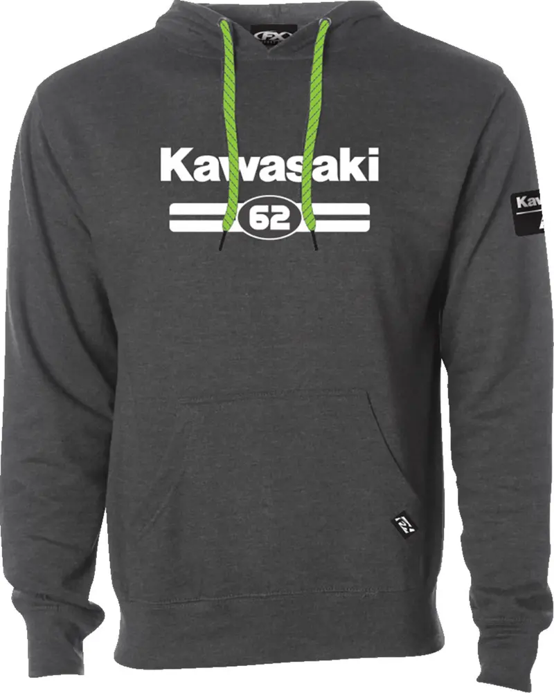 Factory Effex Kawasaki Sixty Two Pullover Hoodie Heather Charcoal#27-88102 1