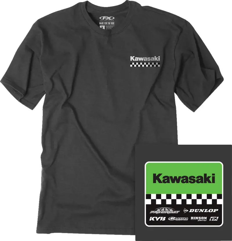 Factory Effex Kawasaki Starting Line T-Shirt Heather Charcoal Xl#27-87106 1
