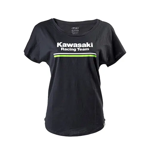 Factory Effex Kawasaki Stripes Women's Dolman T-Shirt Black (L)#22-87164 1