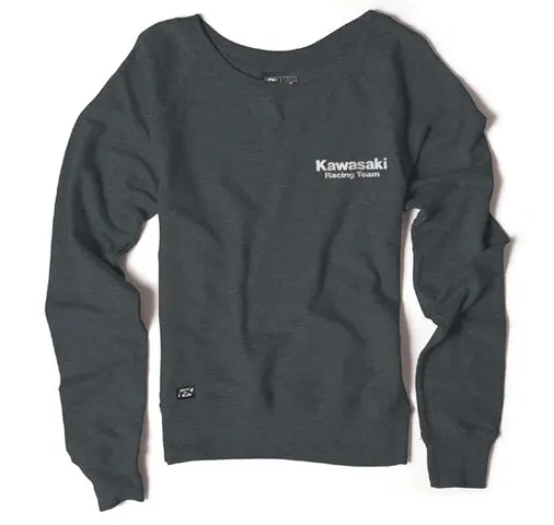 Factory Effex Kawasaki Women's Sweatshirt Crew/Heather Charcoal (M)#22-88122 1