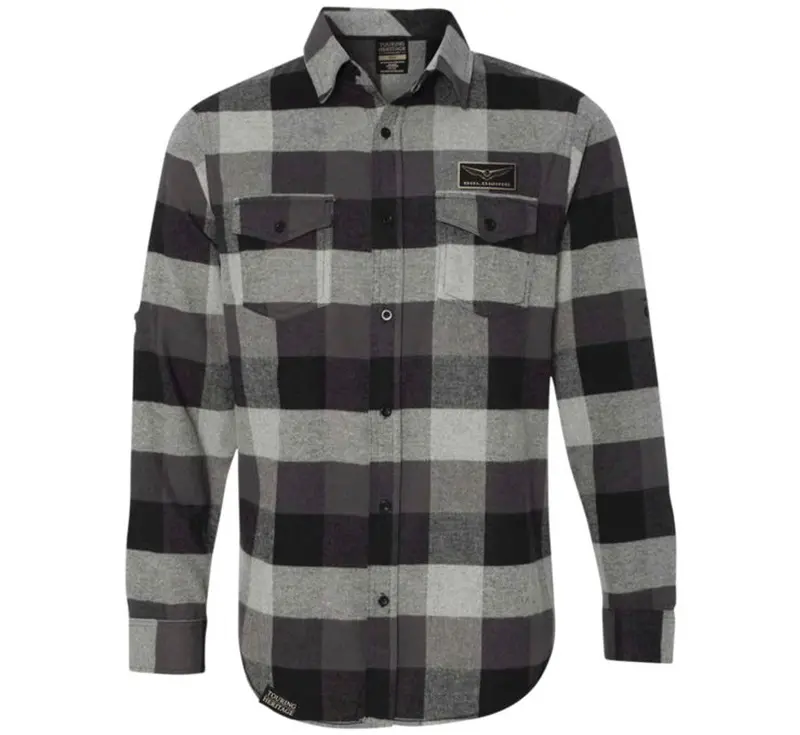 Factory Effex Mens Gold Wing Flannel Shirt Black M#25-85842 1