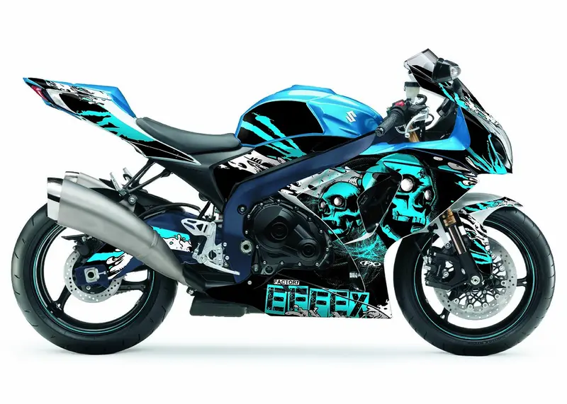 Factory Effex Skull Series Blue Complete Street Bike Graphic Kit#17-18420-Ss 1