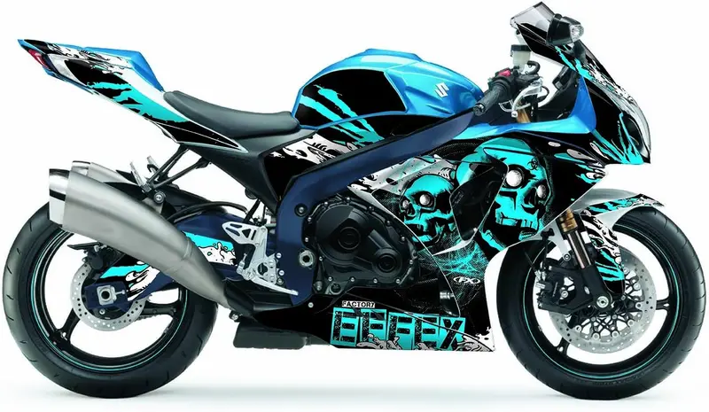 Factory Effex Skull Series Blue Complete Street Bike Graphic Kit#17-18430-Ss 1