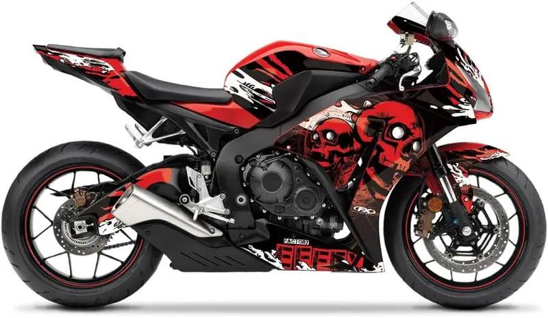 Factory Effex Skull Series Red Complete Street Bike Graphic Kit#17-18322-Ss 1
