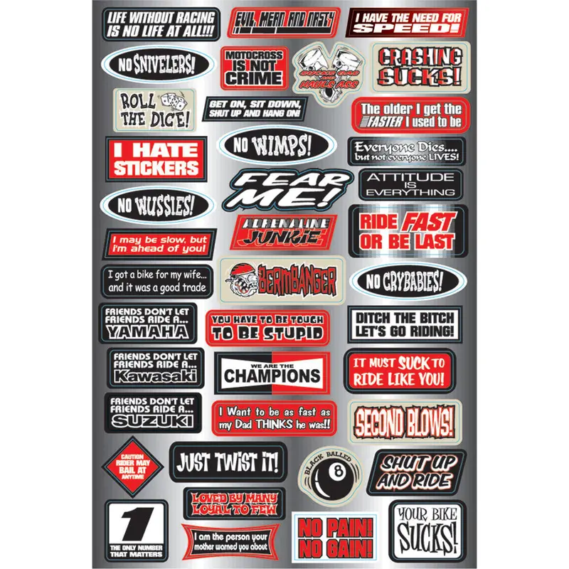 Factory Effex Sponsor Sticker Kit Fun Phrases#07-68012 1