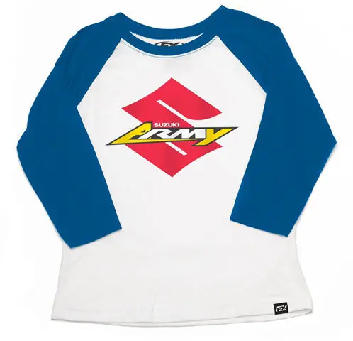 Factory Effex Suzuki Army Youth Baseball Shirt Royal-White (L)#22-83414 1