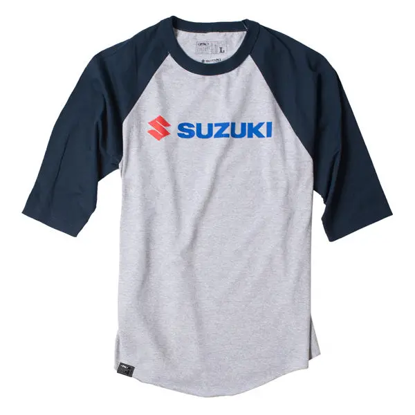 Factory Effex Suzuki Baseball T-Shirt / Heather-Navy (M)#17-87422 1
