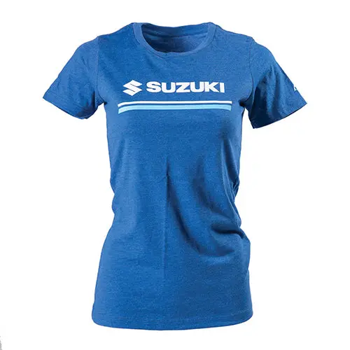 Factory Effex Suzuki Stripes Women's T-Shirt Heather Royal (M)#22-87432 1