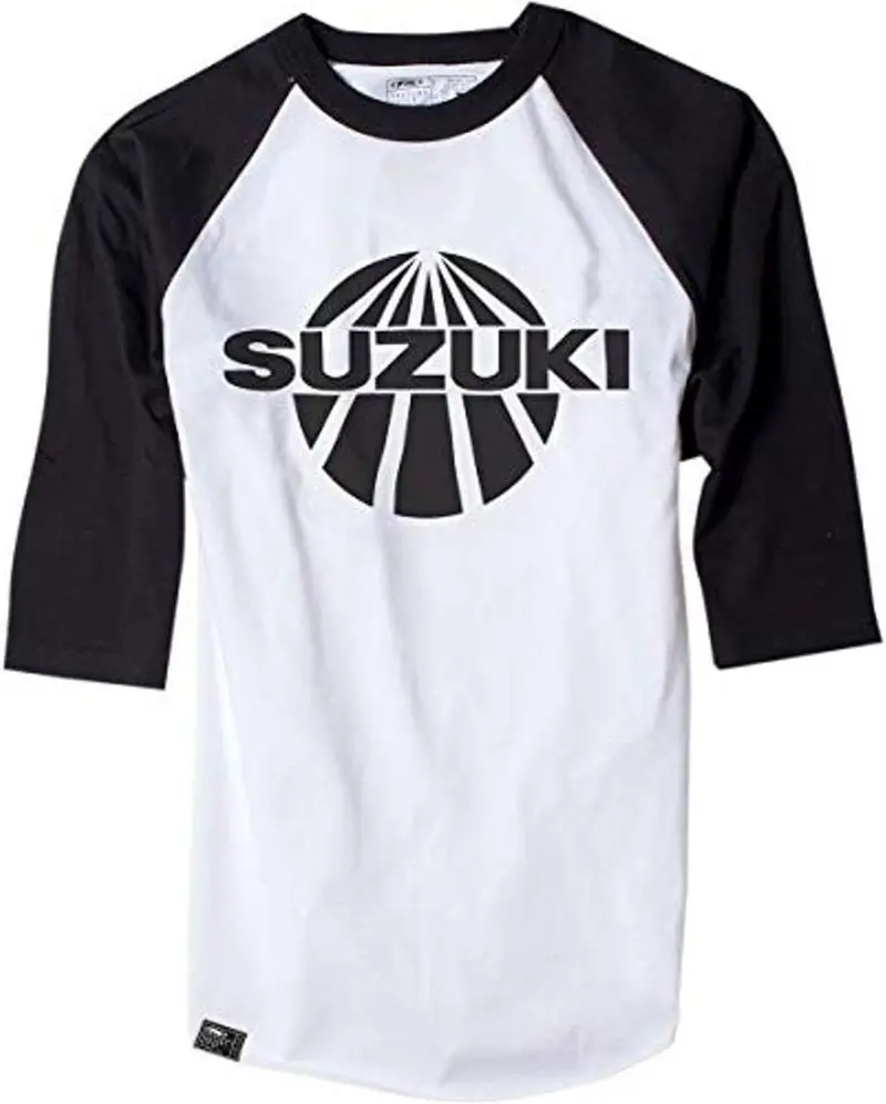 Factory Effex Suzuki Vintage Raglan Baseball Shirt (White/Black, Large)#17-87434 1