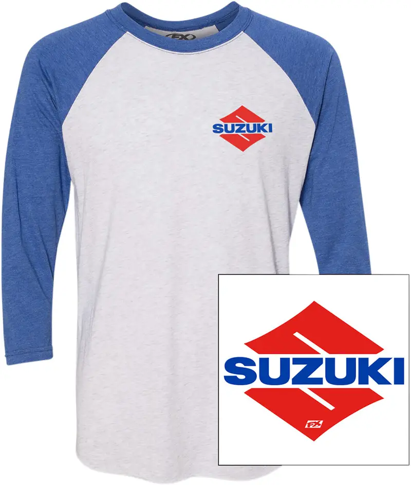 Factory Effex Suzuki Wedge Baseball T-Shirt White/Royal 2Xl#23-87428 1