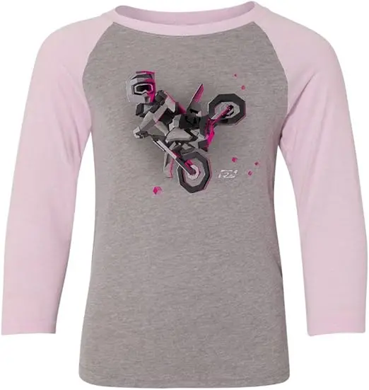 Factory Effex Unisex-Child T-Shirt (Pink/Heather Grey, Large), 1 Pack#21-83734 1