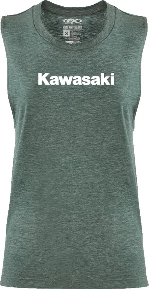 Factory Effex Women's Kawasaki Muscle Tank Top Heather Forest Green#27-87150 1