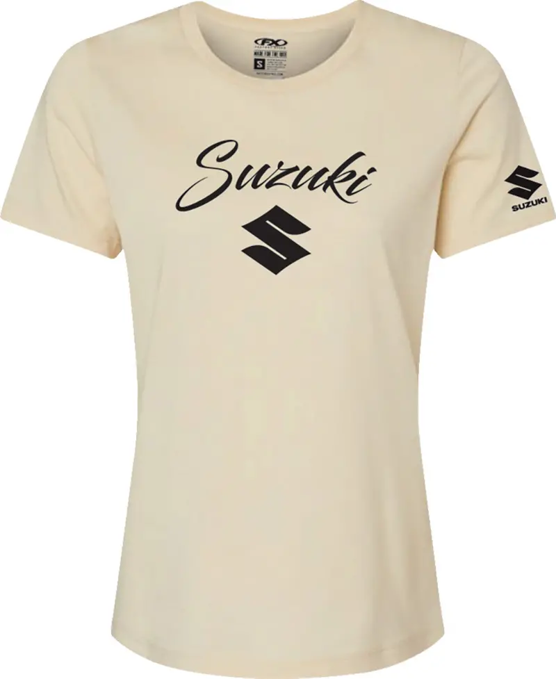 Factory Effex Women's Suzuki Script T-Shirt Heather Cream Medium#27-87442 1