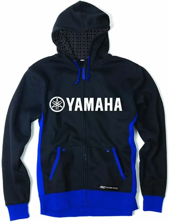 Factory Effex Yamaha Lined Hooded Zip-Up Sweatshirt (Black/Blue,Medium)#16-88240 1