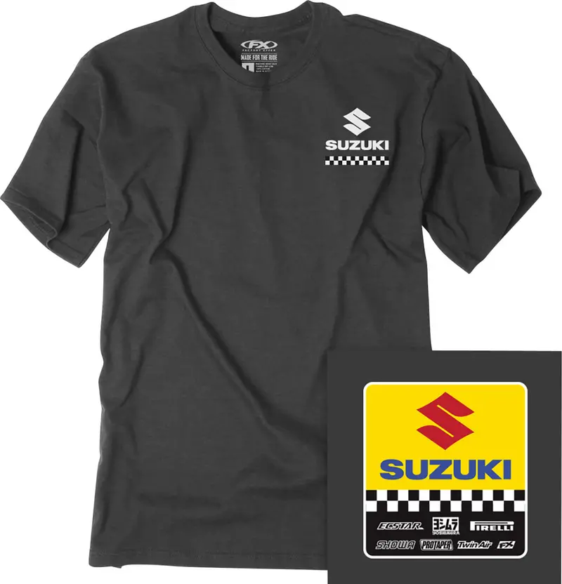 Factory Effex Youth Suzuki Starting Line T-Shirt Heather Charcoal#27-83400 1