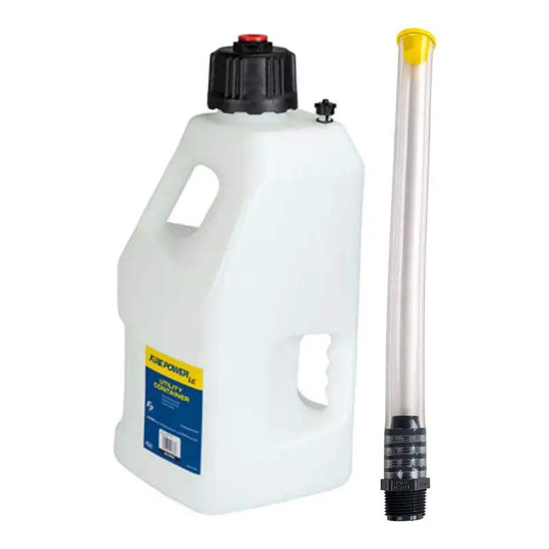Fire Power Lc Utility Container White 5 Gal W/Filler Hose Push-In Plug Clear 12"#300-00900_300-10002 1