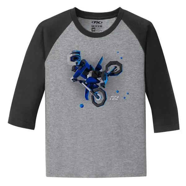 Fx Moto Kids Boys Youth Baseball Shirt / Black-Heather Gray Xl#21-83726 1