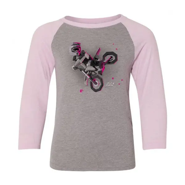 Fx Moto Kids Girls Youth Baseball Shirt / Pink-Heather Gray Xl#21-83736 1