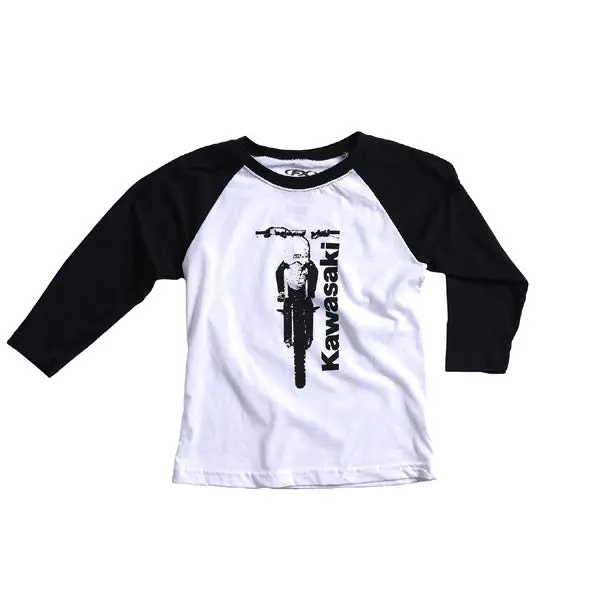 Kawasaki Bike Youth Baseball Shirt / White-Black (M)#21-83112 1