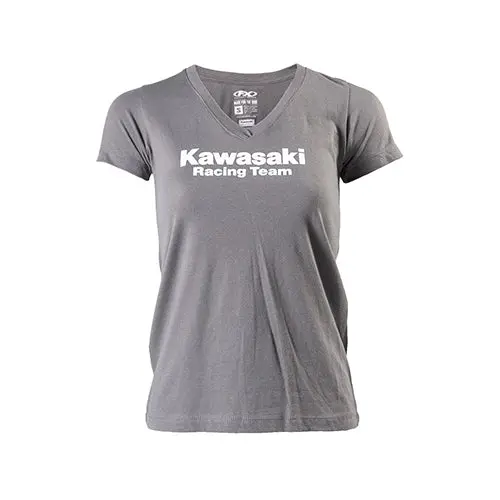 Kawasaki Racing Women's V-Neck T-Shirt / Charcoal Gray (Xl)#18-87156 1