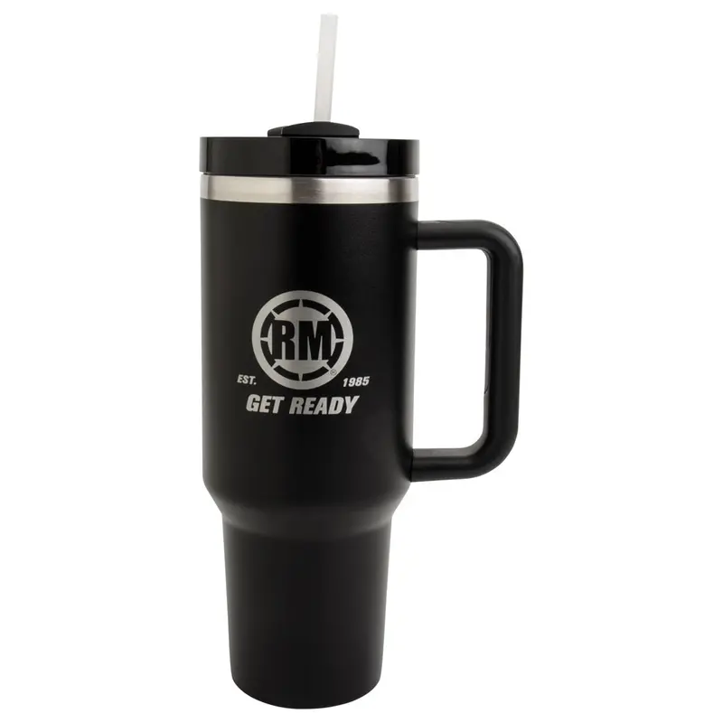 Rocky Mountain Atv/Mc Insulated Tumbler With Handle/Straw Black/Silver 40 Oz.#2134100001 1