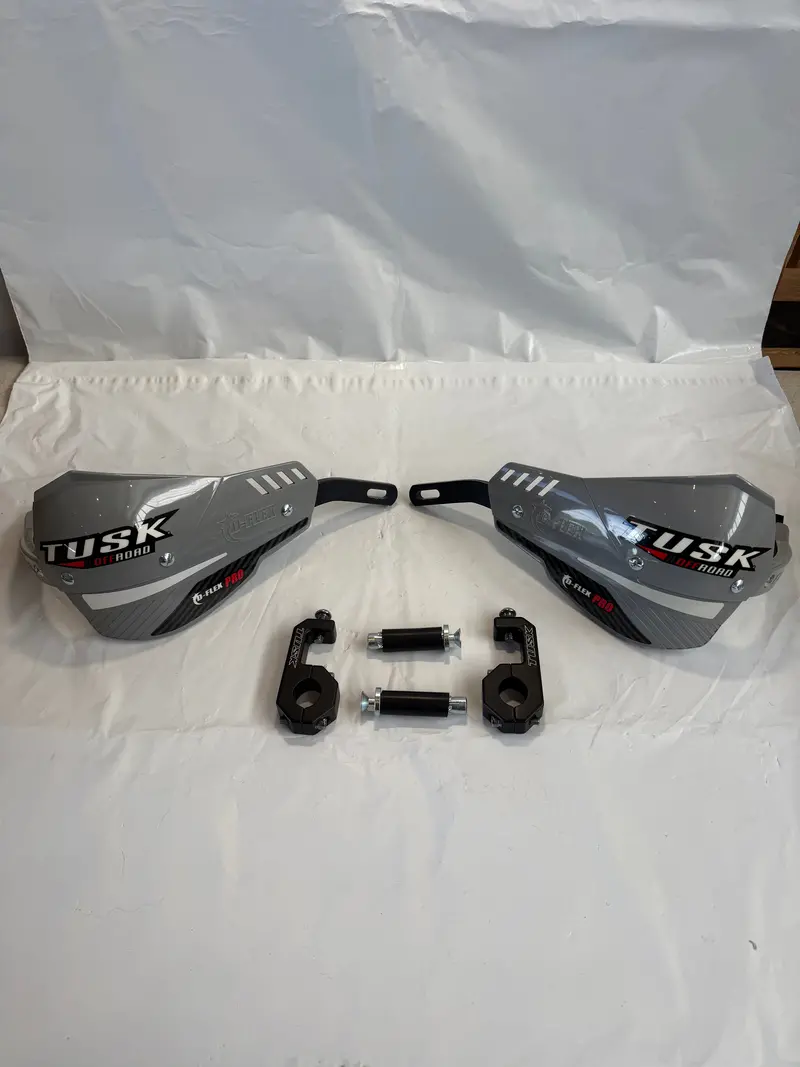 Tusk 1760390060 D-Flex Pro Handguards Black Bar/Grey Plastics – Universal Aluminum Fit For 1 1/8" Handlebars – Dirt Bike Mx Motocross Adv Adventure Motorcycle 1