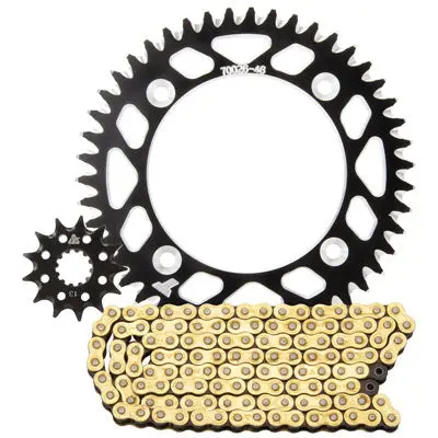 Tusk Chain And Sprocket Kit - Aluminum Rear/428 Gold Plated Race Chain#218152-P 1