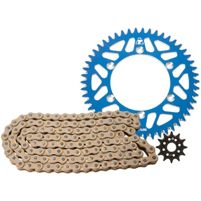 Tusk Chain And Sprocket Kit - Aluminum Rear/Gold Plated Race Chain Blue Rear Sprocket#2152690179 1
