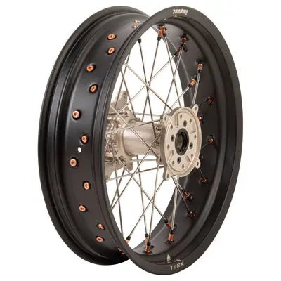Tusk Impact Supermoto Complete Wheel - Rear 17 X 4.25 Matte Black Rim/Silver Spoke/Magnesium Hub/Magnesium Nipple#1982360003 1