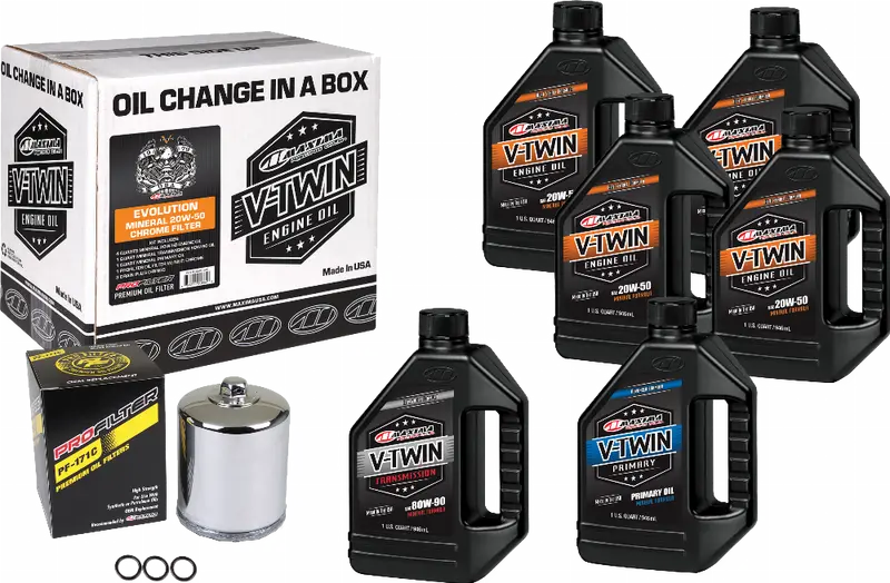 V-Twin Oil Change Kit Mineral Evo  Chrome Filter #90-069016Pc 1